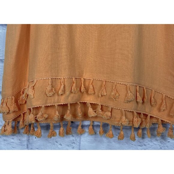 LULUS Women's Light Orange Linen Blend Sleeveless Tassel Dress NWT Medium - Picture 2 of 5